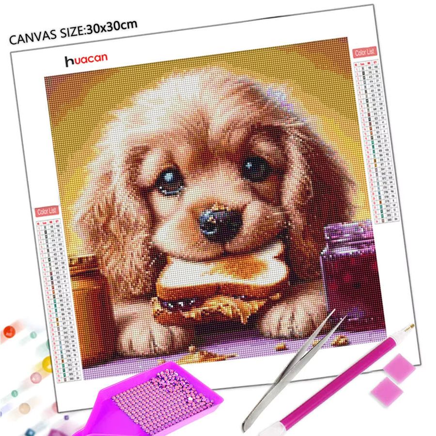 Huacan 5D Hund Diamant Malerei Set mit Strasssteinen für Tier Diamant Stickerei - Bild 2