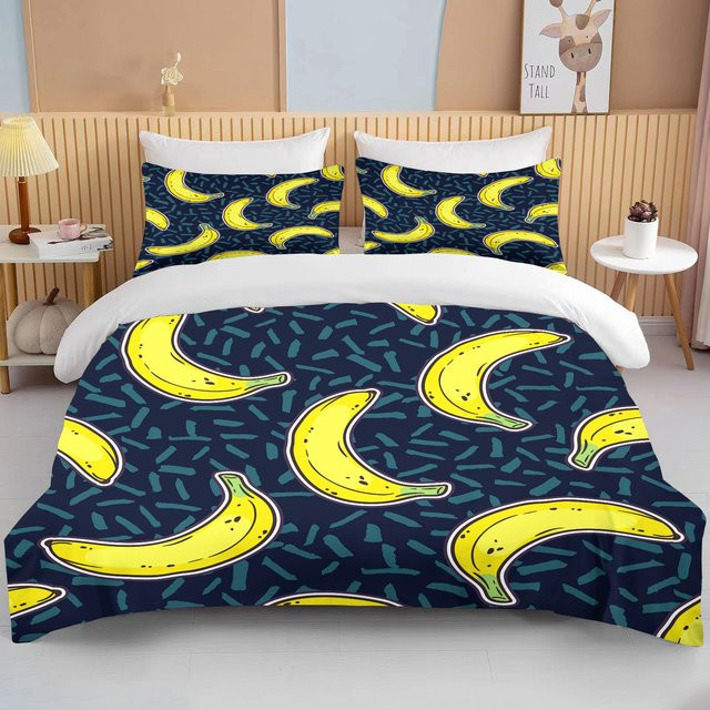 JMG Household Supplies Dreiteiliges Bettwäsche-Set mit Fruchtmuster aus Mikrofaser, Blau, B/H: 135 x 200 cm - Bild 1