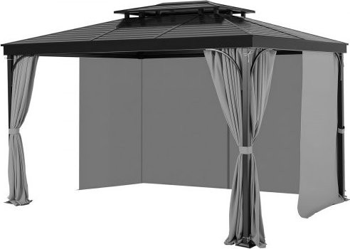 VEVOR Gazebo Vorhänge für Außenbereiche, 4-Panel Sichtschutz mit Reißverschluss für Pavillons, Farbe: Grau - Bild 1