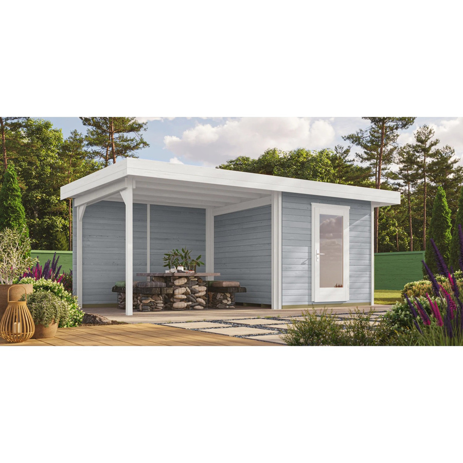 OBI Outdoor Living Gartenhaus Florenz aus Holz mit Flachdach in Grau-weiß, B: 530 cm, T: 314 cm, H: 226 cm - Bild 2