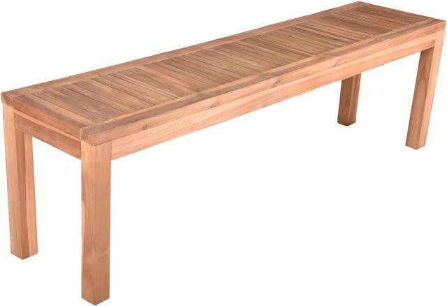 DELUKE Gartenbank NADJA 3-Sitzer aus Teak Massivholz, Teakbraun, Breite: 150 cm, Tiefe: 45 cm, Höhe: 85 cm - Bild 1
