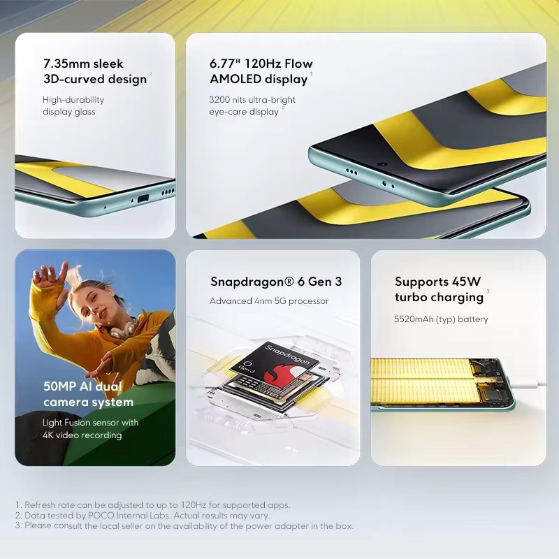 Xiaomi POCO M8 5G Smartphone mit Snapdragon 6 Gen 3, 6,77 Zoll AMOLED-Display, 50MP Kamera und 5520mAh Akku, Globale Version - Bild 2