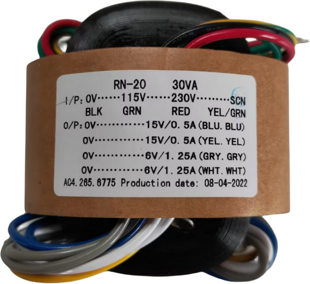 R-Core Transformator für Vorverstärker und DAC Verstärker DIY, 30VA 30W, 15V *2 + 6V *2 - Bild 1