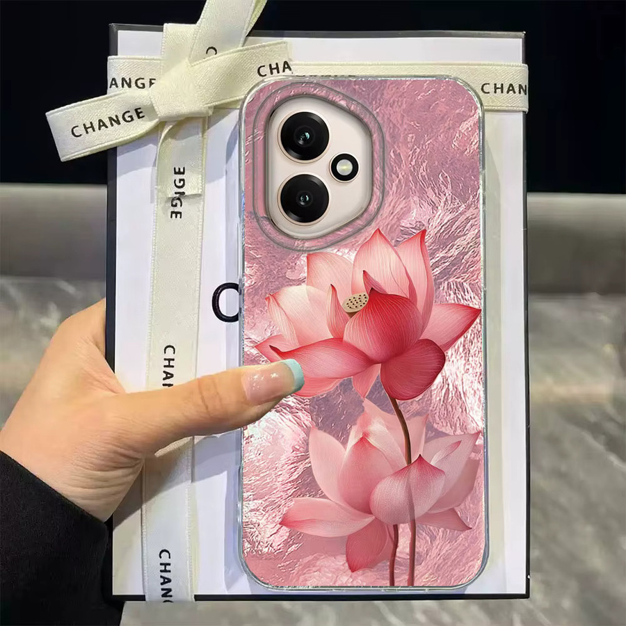 FunYudas Luxus Handyhülle mit Lotus-Blumen-Design für Honor 400 200 90 Smart Pro Magic 7 6 5 70 Lite X9a X9c X9b X8a X8b X8c X6c X7b X7c in Pink - Bild 1
