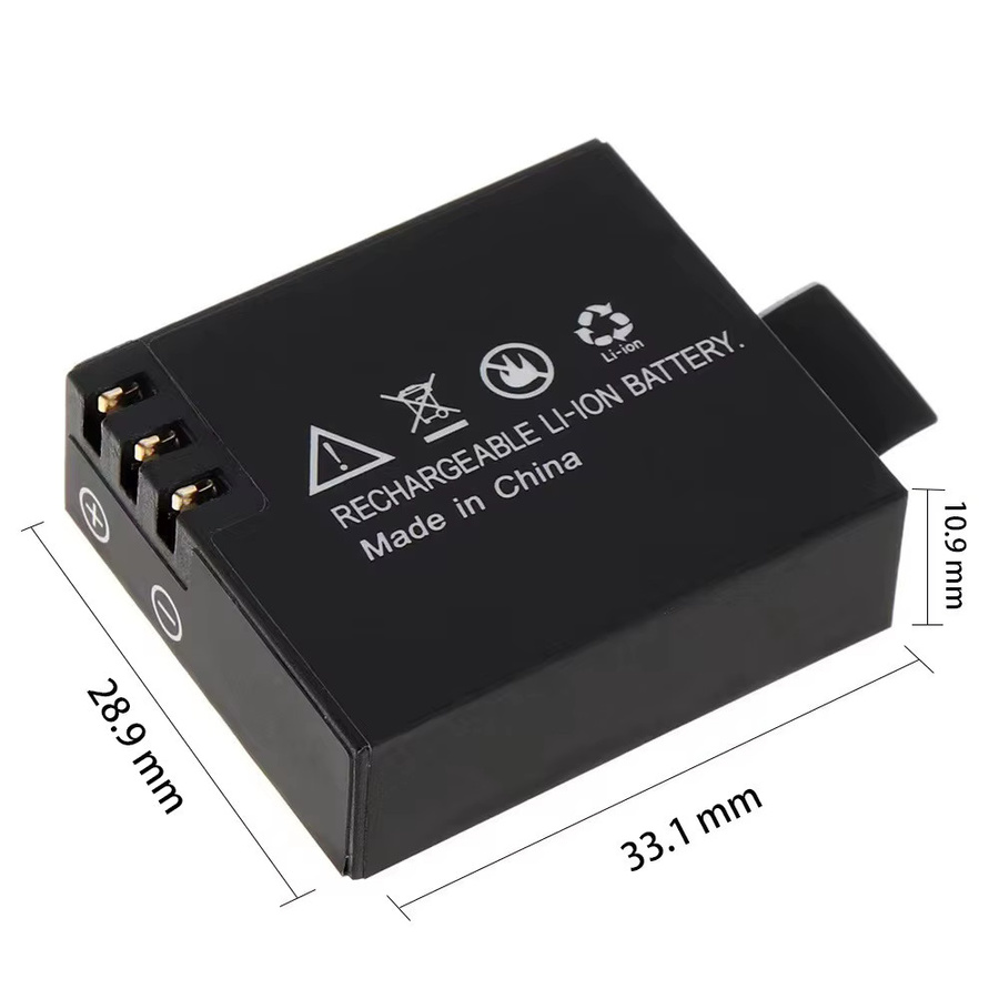 SJCAM Akku und Ladegerät Set für SJ4000 SJ5000 SJ6000 SJ7000 SJ8000 M10 Action Kameras, 3,7 V, 900 mAh, Schwarz - Bild 2
