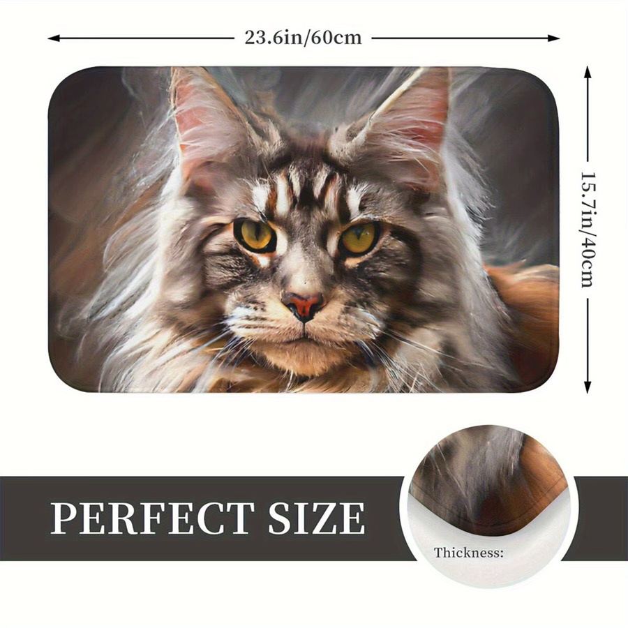 VIKAMA Maine Coon Katzenteppich im nordischen Stil, rechteckige haustierfreundliche Matte mit rutschfester Basis, mehrfarbig - Bild 2