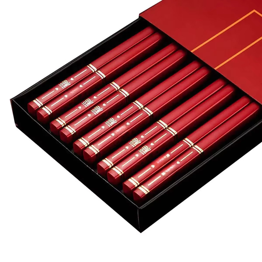 5 Paar rutschfeste Essstäbchen von AJOYOUS in Schwarz und Rot für Zuhause und Gastronomie - Bild 4