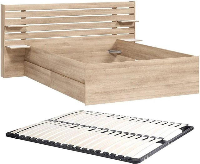 Vente-unique Bettrahmen Tenalia Modern in Beige mit Schubladen, B/T/H: 140 x 190 cm oder 150 x 200 cm (Maße variieren je nach Modell) - Bild 1