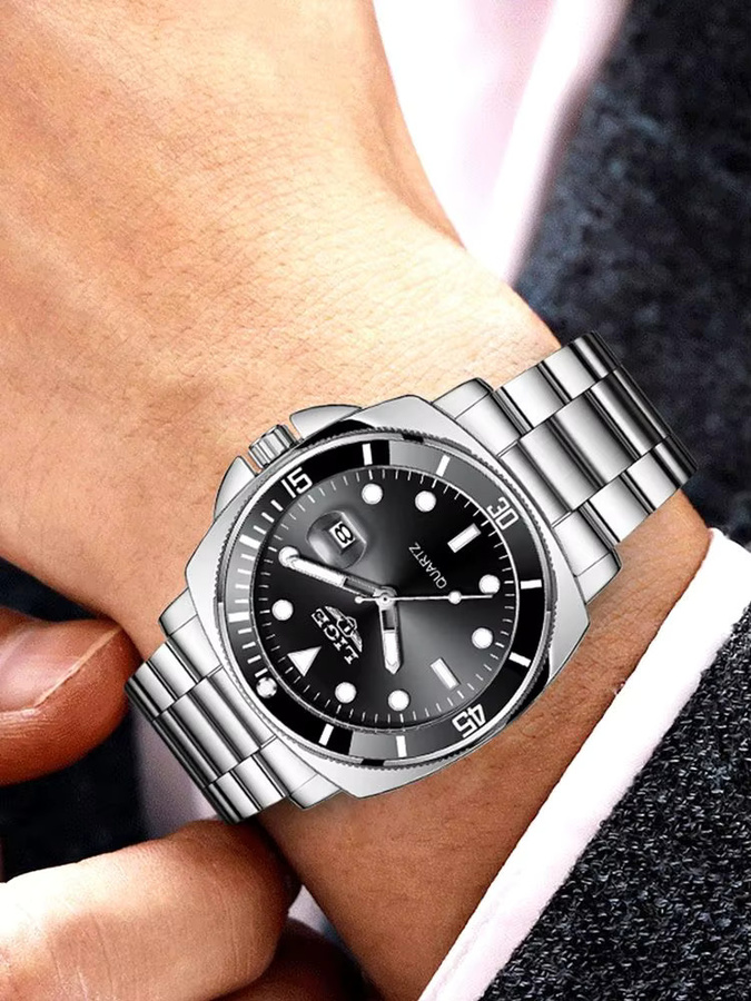 LIGE Armbanduhr Edelstahl, Quarz, Schwarz, Herren - Bild 6