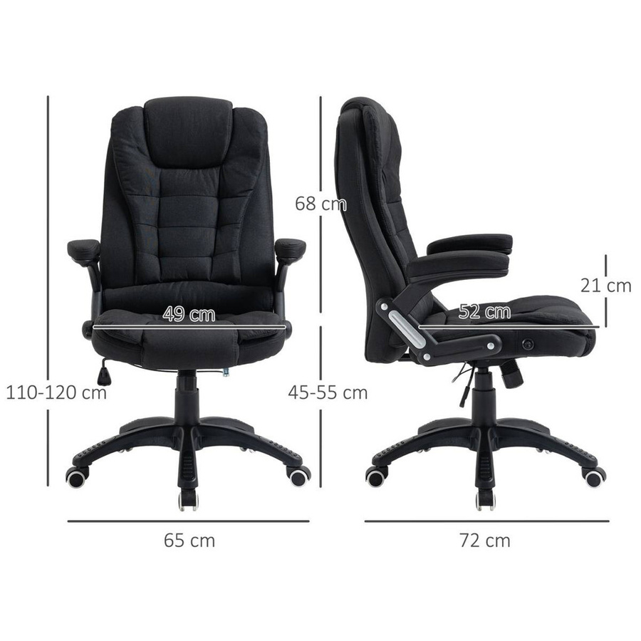 Vinsetto Drehstuhl 921-416BK in Schwarz mit Webstoff, Armlehnen und Höhenverstellung, B/T/H: 72 x 70 x 110 cm - Bild 3