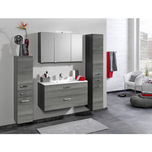 HELD MÖBEL Spiegelschrank Bologna in Graphitgrau mit LED-Beleuchtung und Regalen, Höhe: 64 cm, Tiefe: 20 cm, Breite: 70 cm - Bild 2
