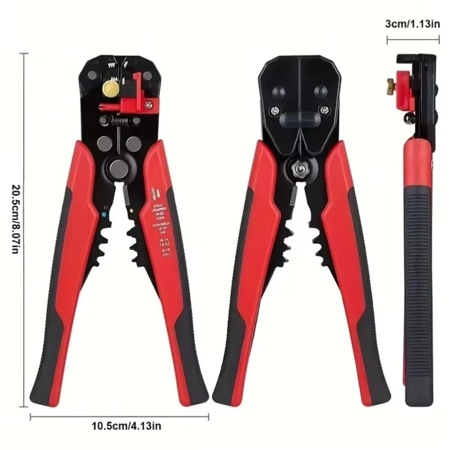 VIKEFON Multifunktionale Abisolierzange in Rot für Netzwerkkabel und Crimpterminals - Bild 2