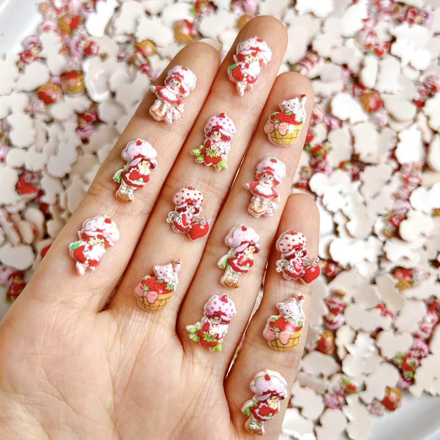 30 Stück Erdbeere Mädchen Nagel Charms, 3D Harz Nail Art Dekorationen - Bild 2