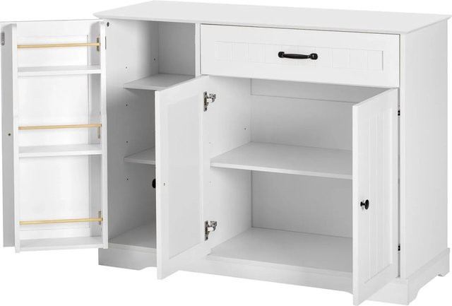 okwish Sideboard modern in Weiß mit 3 Türen und Schublade für Wohnzimmer und Diele, B/T/H: 107 x 40 x 83 cm - Bild 1