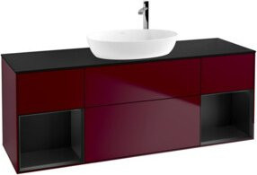 V&B Waschtischunterschrank Finion mit Wandbeleuchtung, Breite: 160 cm, Tiefe: 50,1 cm, Höhe: 50,1 cm, glänzend blau - Bild 1