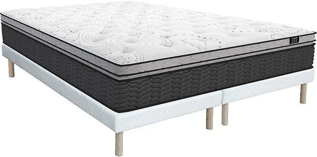 Gamiani Hybrid Bettgestell mit Matratze und Lattenrost in Weiß, B/T: 180 x 200 cm - Bild 1
