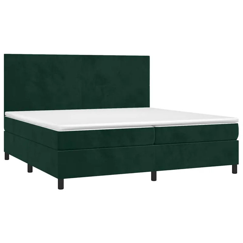Vidaxl Boxspringbett Kontinentalbett mit Matratze und LED in Grün aus Samt, B/T: 200 x 200 cm - Bild 2