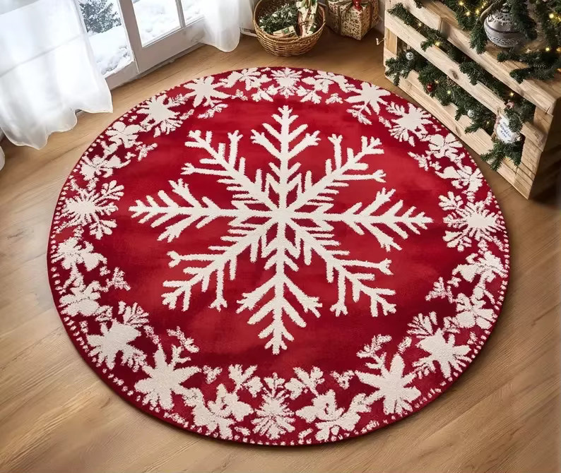 Vikama Vintage-Blume Rund Teppich aus Kristall-Samt als rutschfeste Bodenmatte für Wohnzimmer und Schlafzimmer - Bild 2