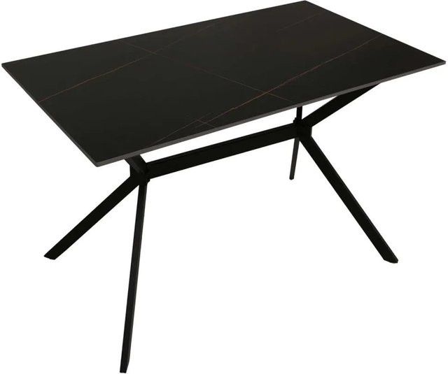 MCW Esszimmertisch O58 in Marmor-Optik aus Sinterstein und Metall, Schwarz-Gold, B: 120 cm, T: 70 cm, H: 76 cm - Bild 2