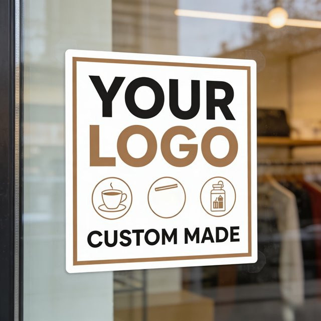 Individuelle Werbeaufkleber in Weiß, wasserfeste selbstklebende Logo-Etiketten für Schaufenster, Glastüren und Verpackungen - Bild 1