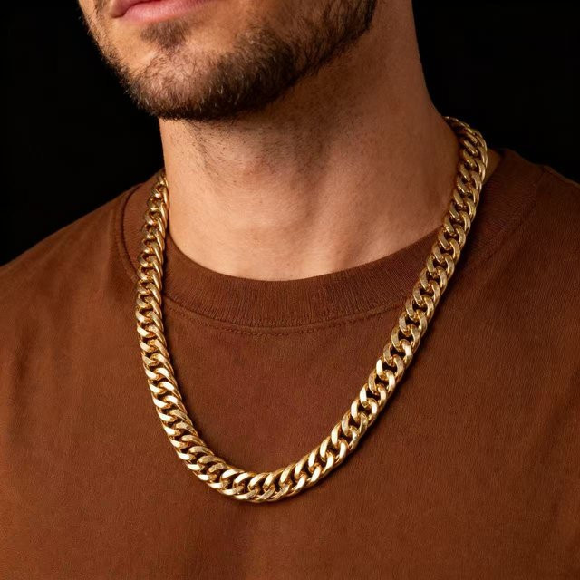 HNSP Halskette Edelstahl, Gold, 10 mm, Herren - Bild 1