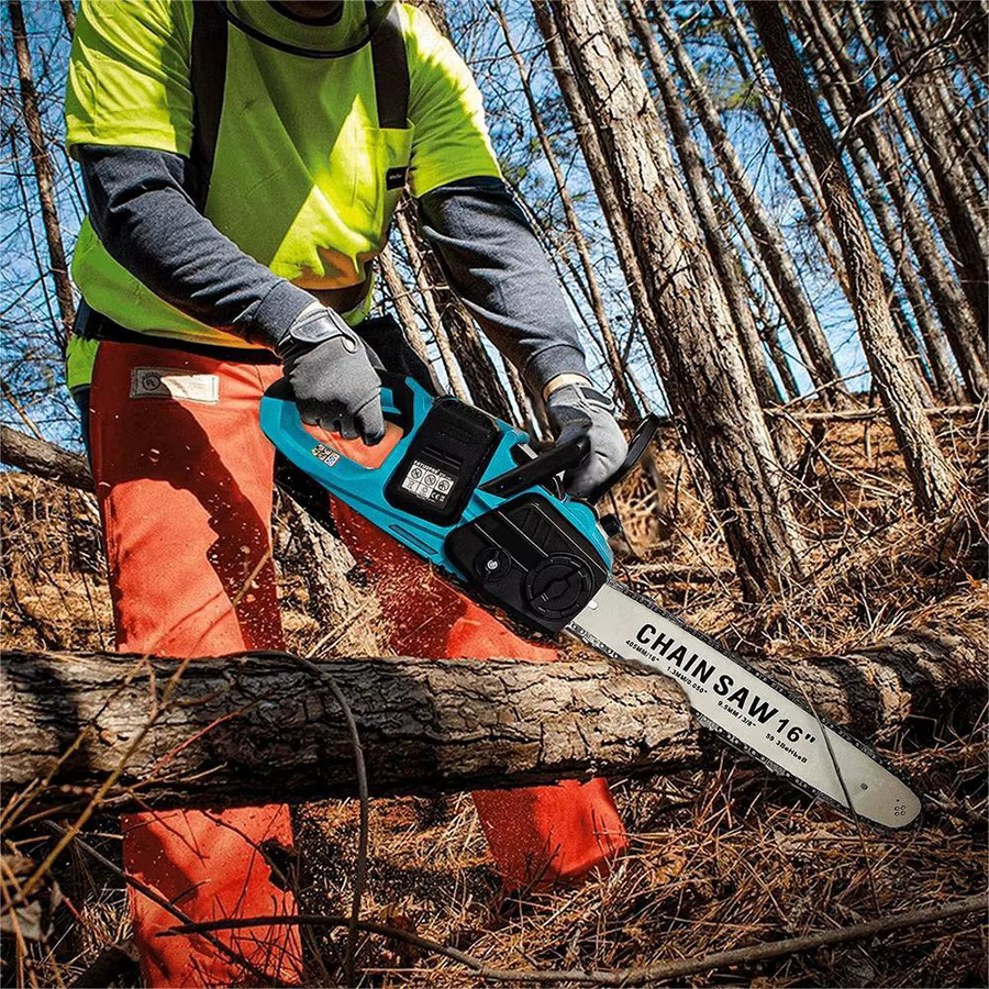 TKKEACE Akku-Kettensäge mit automatischer Ölschmierung in Blau, 16/20 Zoll Hochleistungs-Handkettensäge für die Holzbearbeitung und Gartenarbeit - Bild 3