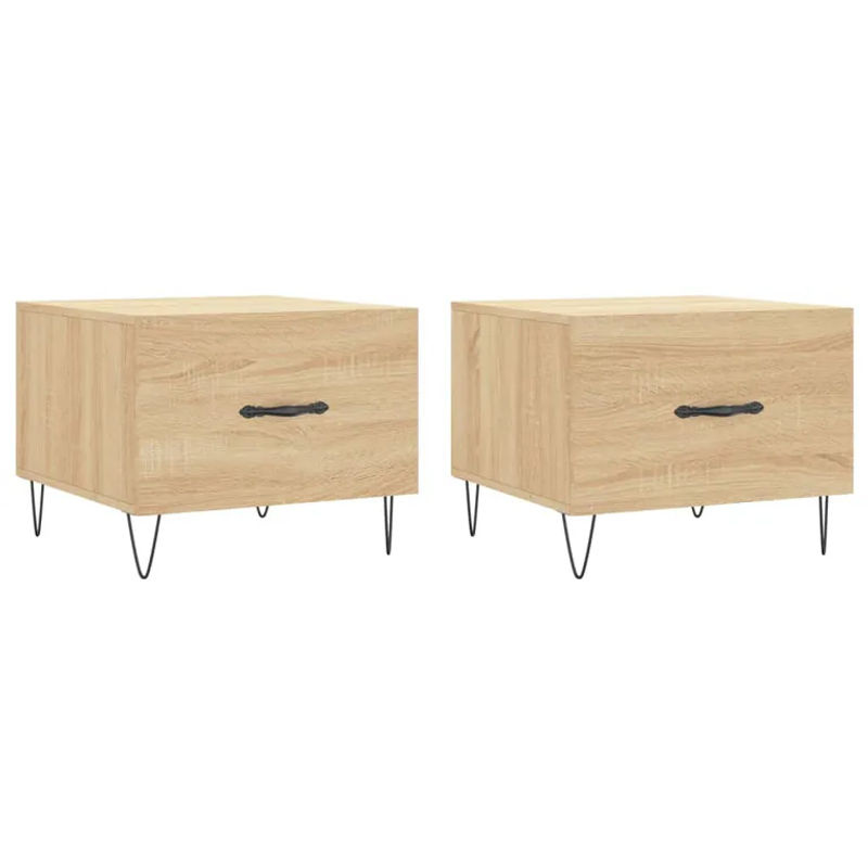 Vidaxl Couchtisch Set aus 2 Stück im Industrial Design, Sonoma-Eiche und Metall, quadratisch, B/T/H: 50 x 50 x 40 cm - Bild 3