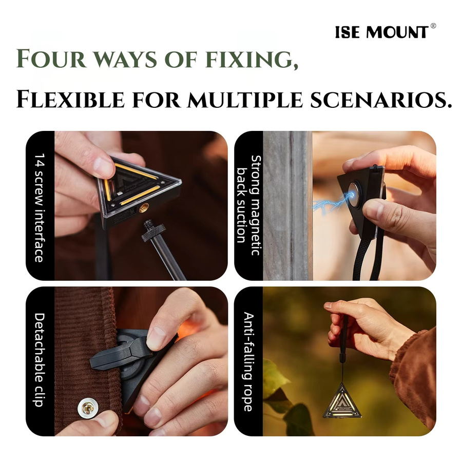 MOUNTAINHIKER ISE MOUNT IPX4 Multifunktionale Dreieckige Warnleuchte in Schwarz für Outdoor, Camping und Nachtradfahren mit wiederaufladbarem Akku - Bild 3