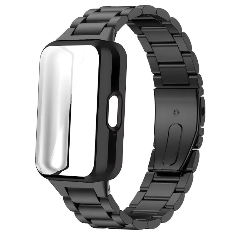Samsung Galaxy Fit 3 SM-R390, Schutzhülle TPU, Metallarmband Edelstahl, black, Unisex - Bild 2