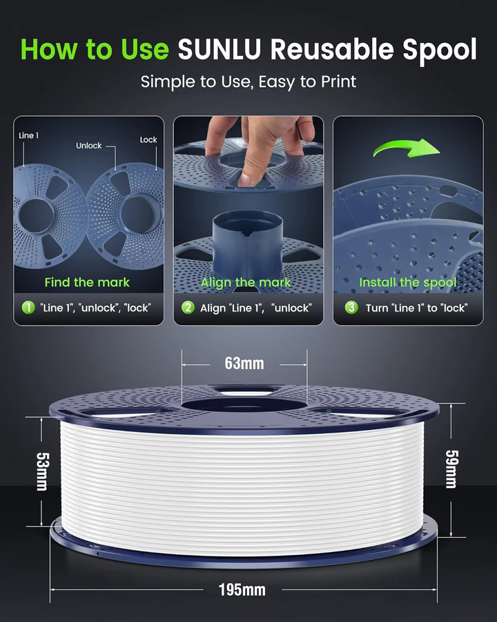 SUNLU PETG Filament Transparent, 1,75 mm, 1 kg Spule, ideal für FDM-Drucker - Bild 6