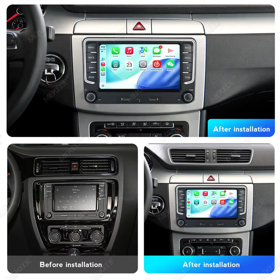MEKEDE 7-Zoll Android Autoradio mit 4G+64G, ChatGPT, GPS, WIFI, Bluetooth und kabellosem Apple CarPlay für VW Golf 5 6, Passat, Polo, Touran, Tiguan, Caddy und EOS in Schwarz - Bild 4