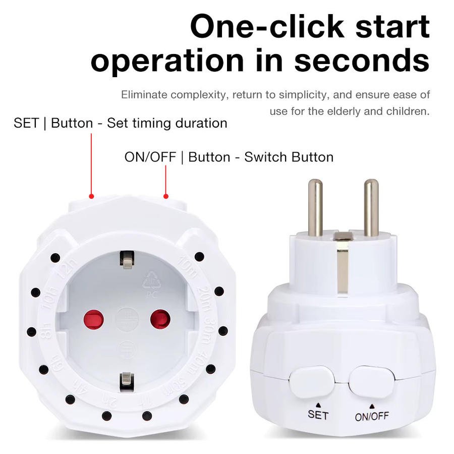 JUANJUAN Countdown-Timer Steckdose mit 12 Stunden Timer Funktion in Weiß - Bild 4