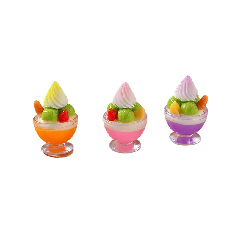 6-teiliges Set Puppenhaus Miniatur Creme Tasse Eisbecher Eis Spielzeug, Bunt / Mehrfarbig, Zubehör - Bild 2