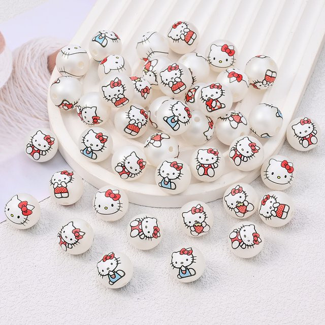 Sanrio Acrylperlen, rund, Weiß, Kinder - Bild 1