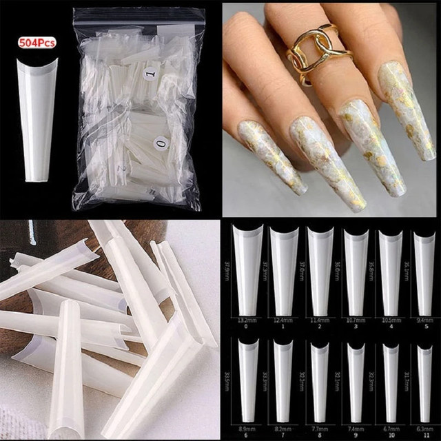 TFSCLOIN Nagel Tipps, Klar/Natur, 504 Stück, C-Kurve, Unisex - Bild 1