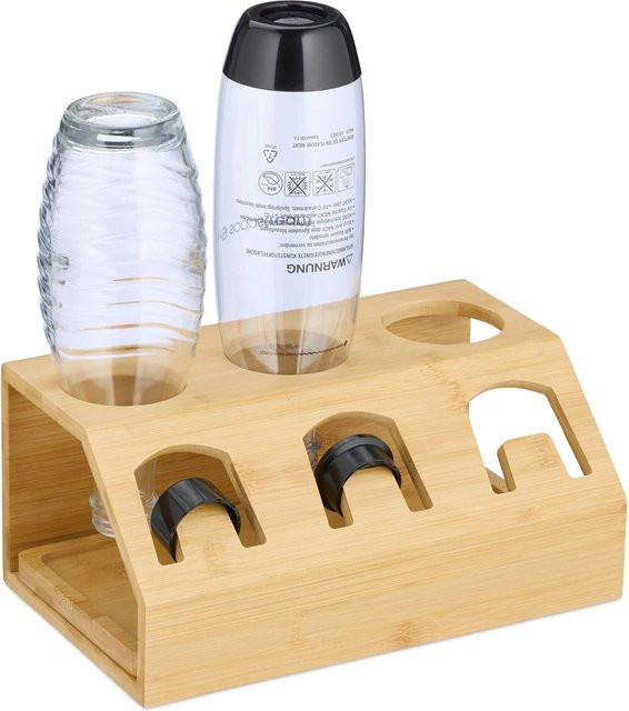 Relaxdays Flaschenhalter aus Bambus in Braun für 3 Flaschen, B: 13 cm, T: 30 cm, H: 17,5 cm - Bild 1