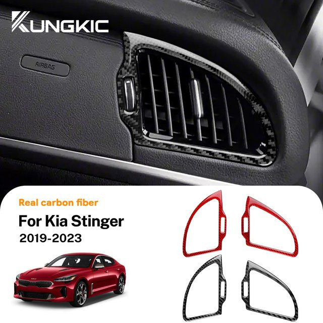 KUNGKIC Carbonfaser-Aufkleber für Kia Stinger CK in Schwarz für Instrumententafel und Lüftungsdüsen - Bild 1
