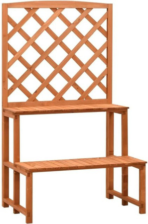 vidaXL Blumentreppe mit Rankgitter aus Massivholz Tanne in Orange, B/T/H: 70 x 42 x 120 cm