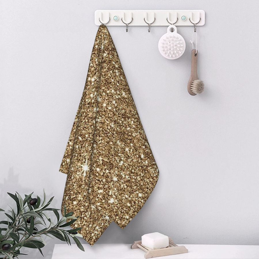 Ka Chen Muxi Gesichtstuch aus Baumwolle mit Gold Glitzer Druck, weiß, B: 30 cm, H: 60 cm - Bild 2