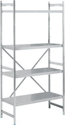 Köhler Grundregal aus Edelstahl in Silber mit geschlossenen Böden und Rückwand, B/T/H: 90 x 50 x 200 cm - Bild 1