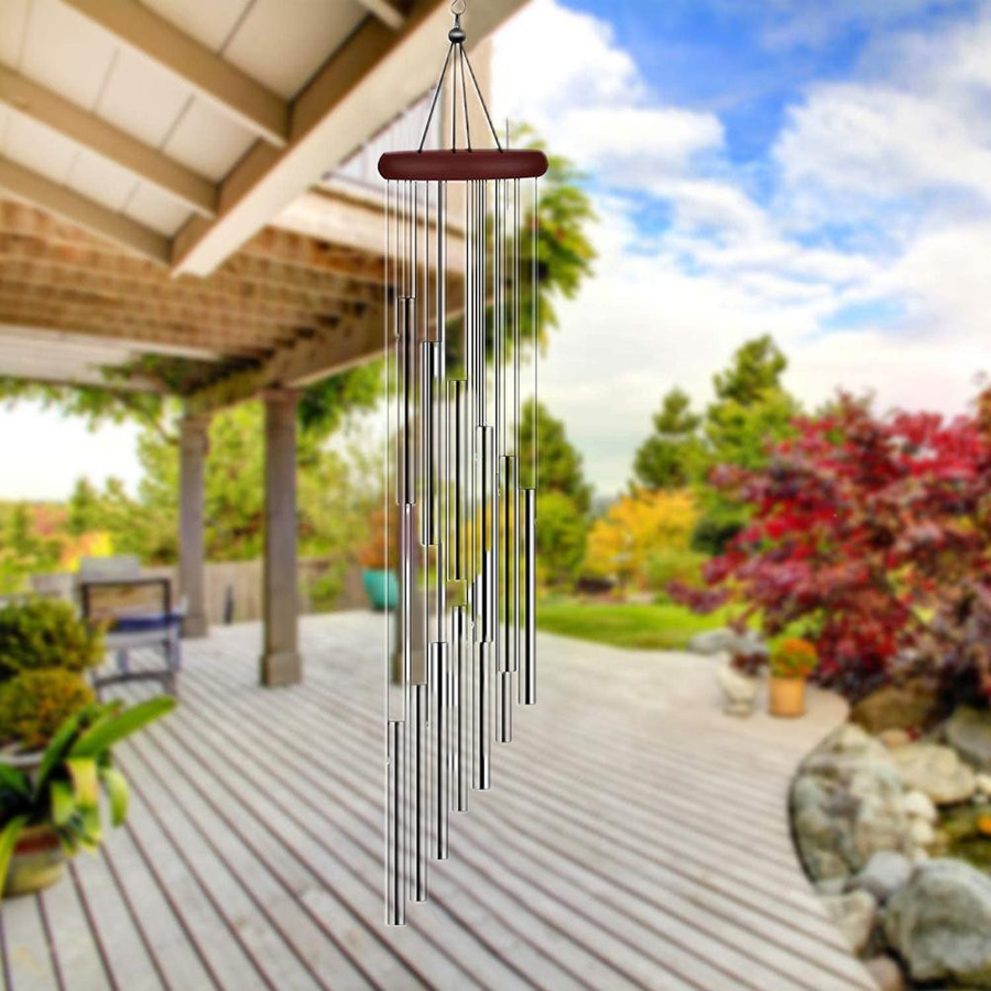 TOMTOP JMS Metall-Windspiel aus Aluminiumlegierung in Silber mit 12 Rohren zum Aufhängen - Bild 4