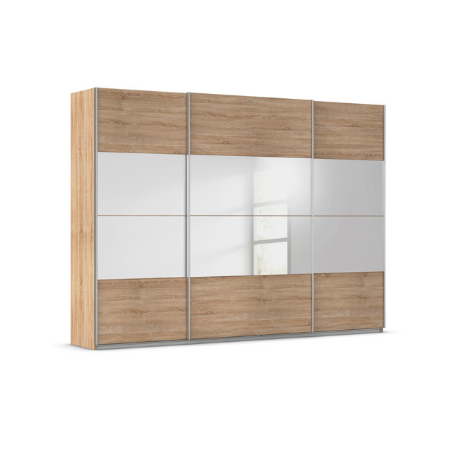 RAUCH Quadra Schwebetürenschrank Eiche mit Spiegelelementen, B/H: 315 x 230 cm - Bild 1