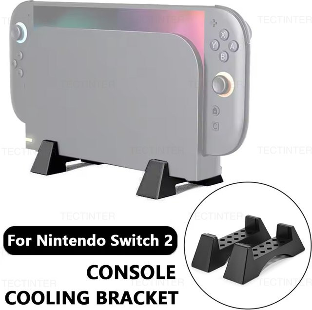 2er-Set Kühlhalterung für Nintendo Switch 2 Spielkonsole, schwarzer Ständer mit rutschfester Basis zur Desktop-Aufbewahrung - Bild 1