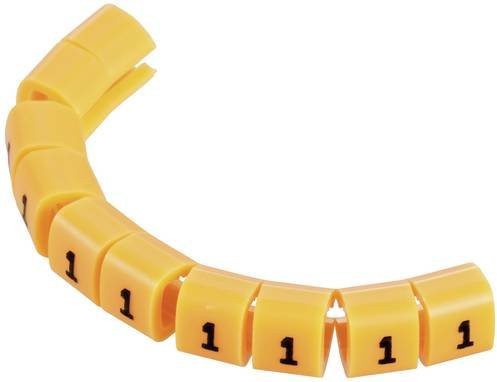 TRU Components TC-MB1/1203 Kennzeichnungsclip Aufdruck 1 in Gelb mit einem Außendurchmesser-Bereich von 3 bis 3,60 mm - Bild 1