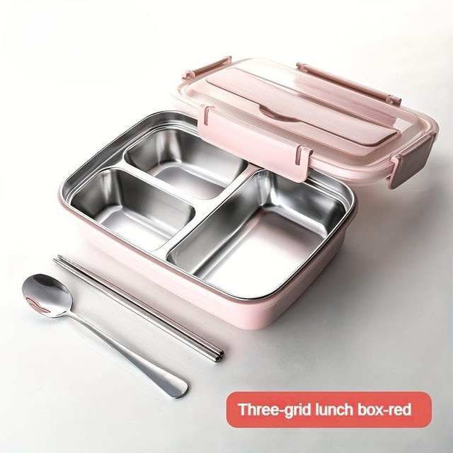 Yiran Furniture Auslaufsichere Edelstahl-Lunchbox mit Fächern und Isolierung in Pink - Bild 1