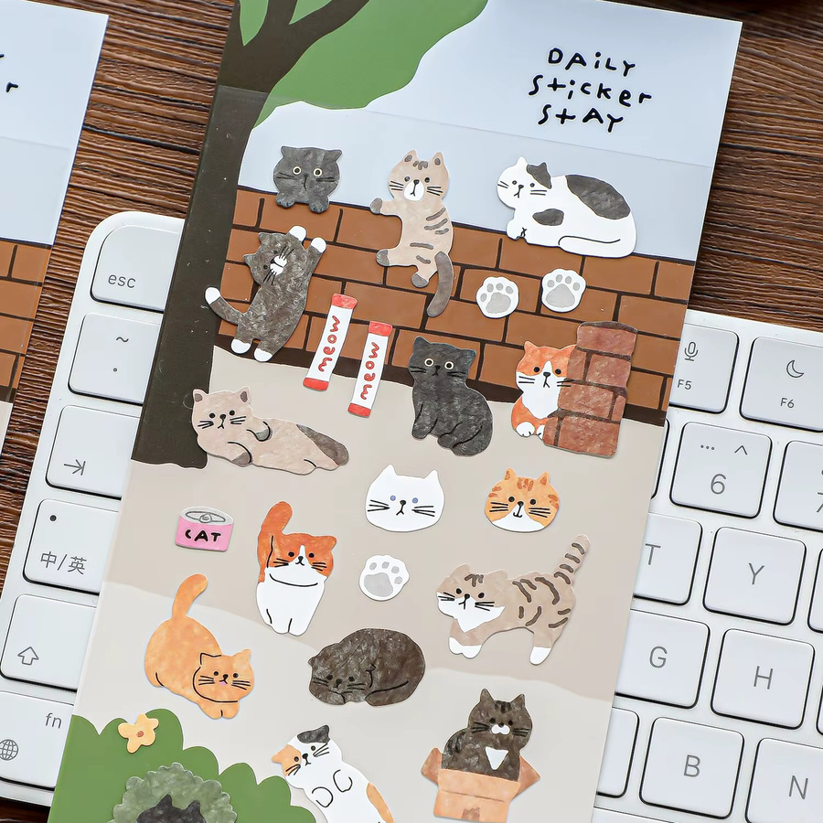 BONITO Koreanischer Import Papieraufkleber Streunende Katze Scrapbook Dekoration Multicolour - Bild 3