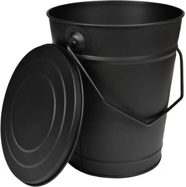 BLACK OAK Ascheeimer ETNA in Schwarz, feuerfester Aschebehälter aus Metall mit Deckel, Volumen: 14 l - Bild 1