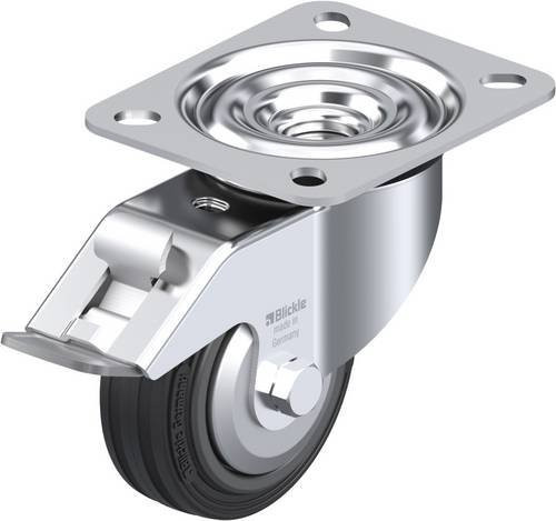 Blickle Lenkrolle 743847 LE-VPP 80G-FI-FA mit Feststeller in Schwarz und Silber, Rad-Durchmesser: 80 mm, Tragfähigkeit: 50 kg - Bild 1