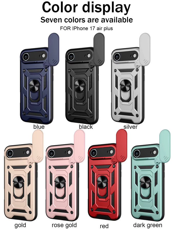 Schutzhülle für iPhone 17 Air mit Metallring und Schiebekamera-Objektivschutz in Silber - Bild 6