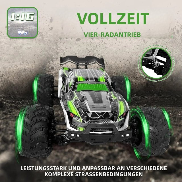 WLtoys 4WD RC-Auto, Monster Truck, 1:16, mit LED-Leuchten - Bild 1